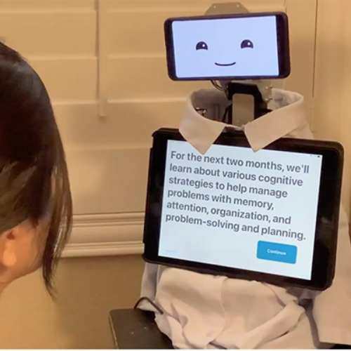 Carmen the robot uses AI to help people with disabilities. 